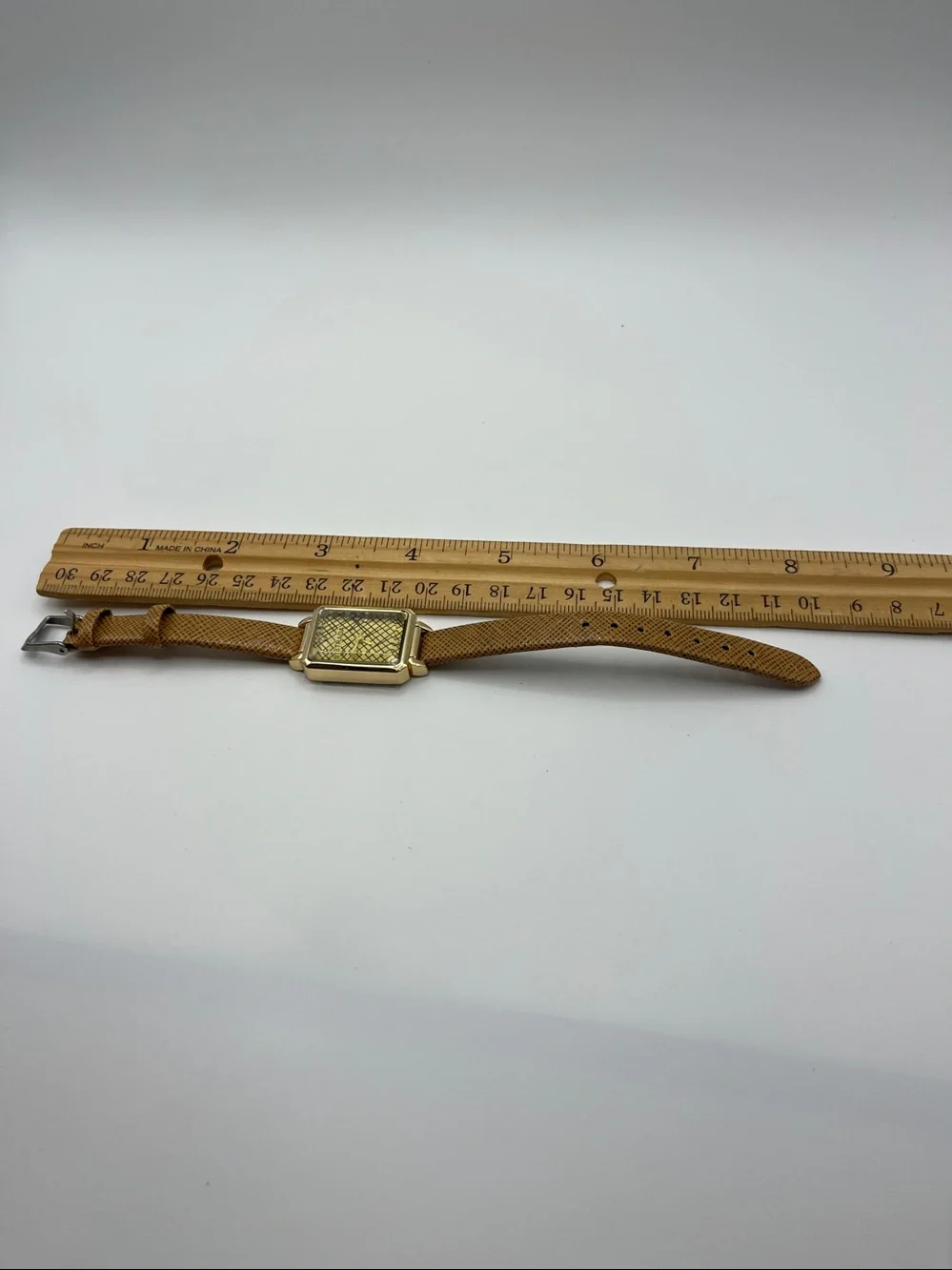 Strada Gold Rectangular Dial Watch with Brown Textured Strap